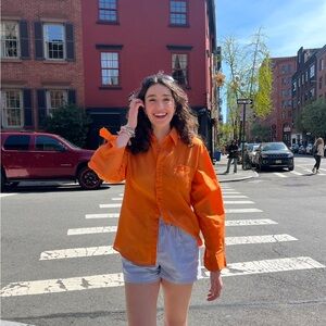 Orange Button Down Shirt for Women